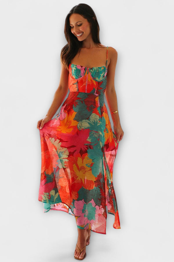 Audrey - Vestito a spalline con stampa floreale per donne - Elegante e Seducente