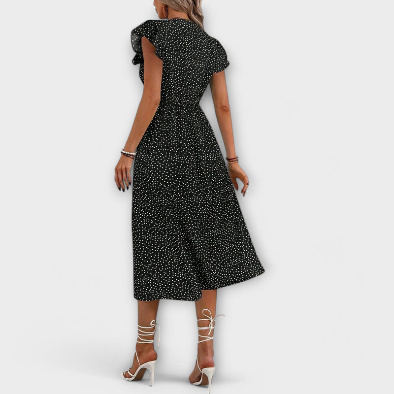 Elegante vestito midi con pois