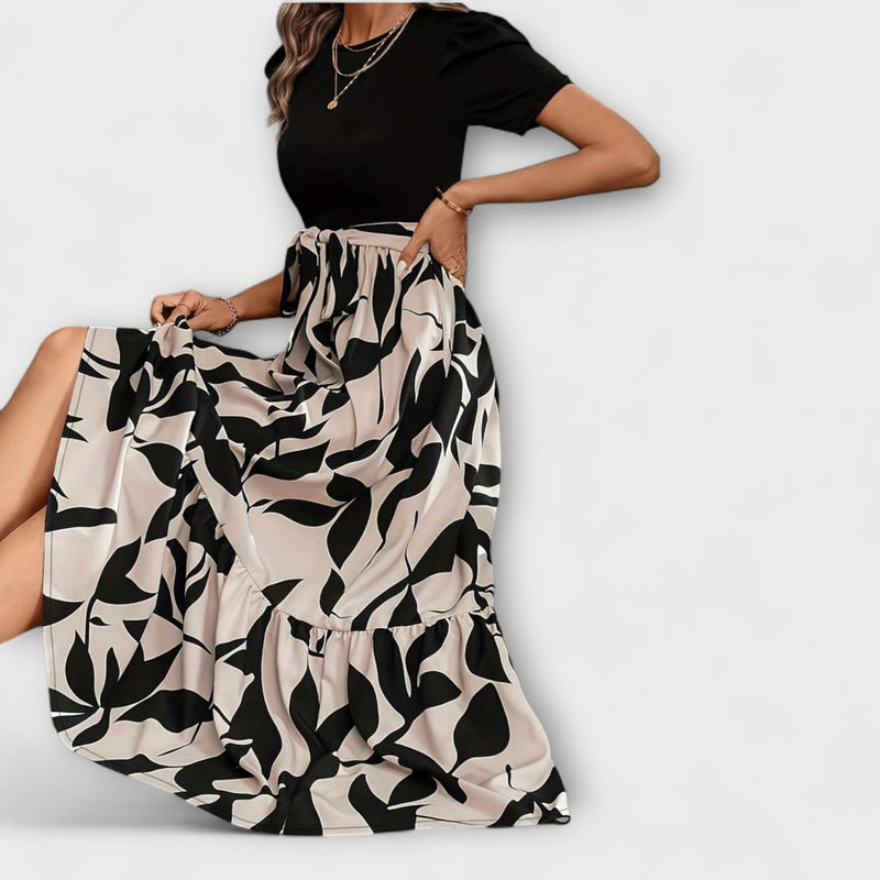 Luna - Vestito estivo con stampa floreale e scollo rotondo