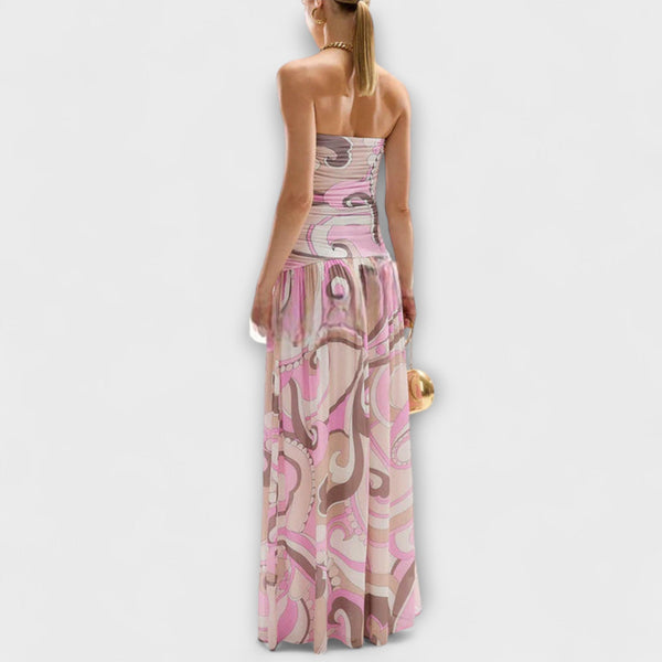 Tatum - Impresionante vestito maxi senza maniche in tonalità pastello