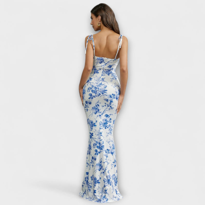 Thalia - Abito da Prom con Stampa Floreale e Spalline Legate