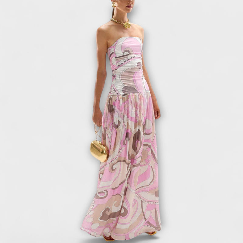Tatum - Impresionante vestito maxi senza maniche in tonalità pastello
