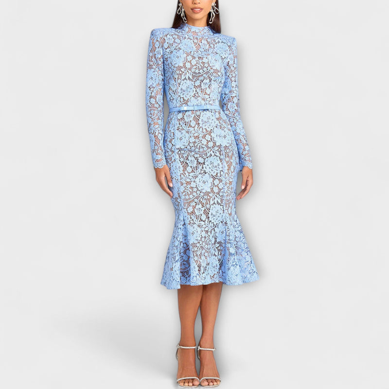 Freya - Elegante vestito midi in pizzo floreale
