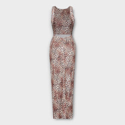 Della - Vestito maxi con stampa leopardata e scollatura sulla schiena