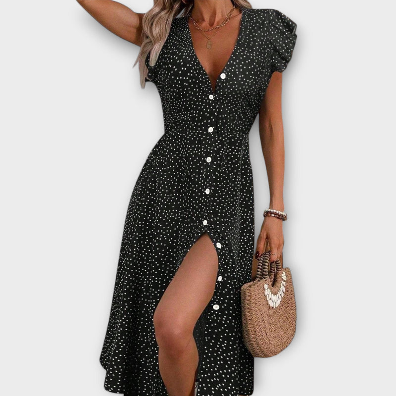 Elegante vestito midi con pois