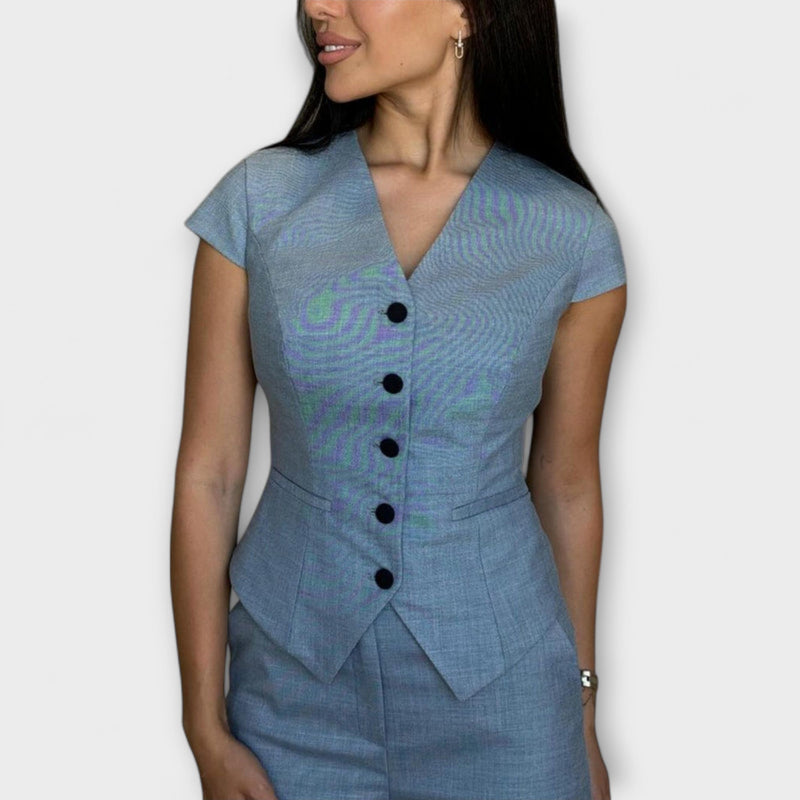 Ivy - Completo di top e pantaloni con scollo a V elegante