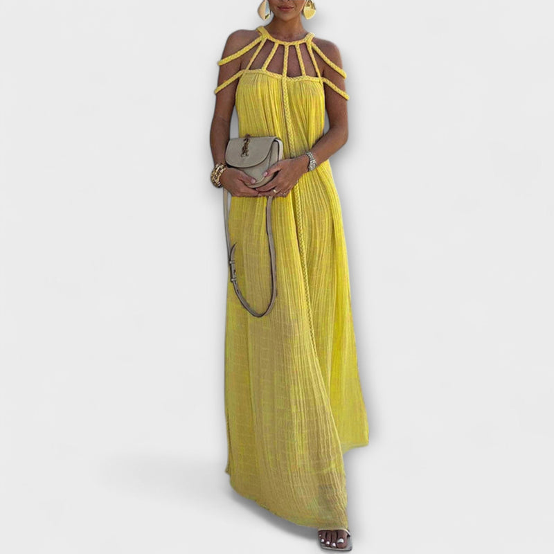Briar - Chic Maxidress in misto lino con trecce drappeggiate