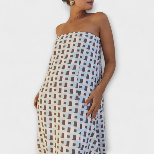 Hasel - Vestito Maxi Off-Shoulder Geometrico Unico
