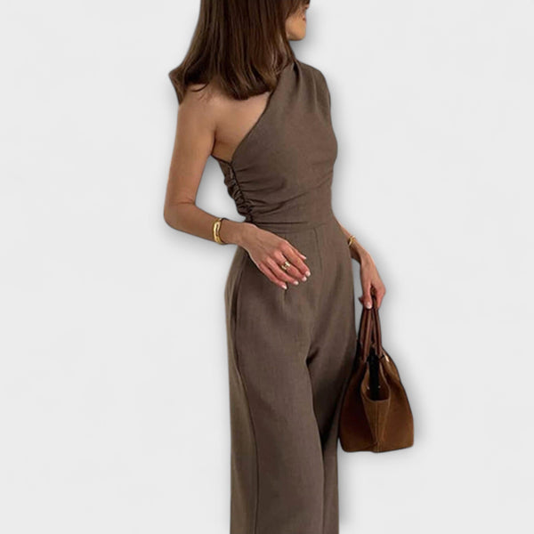 Anya - Elegante abito asimmetrico a manica singola con arricciature
