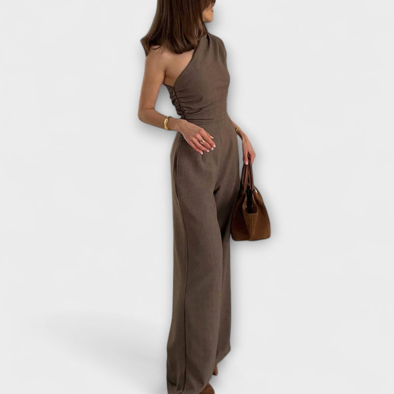 Anya - Elegante abito asimmetrico a manica singola con arricciature