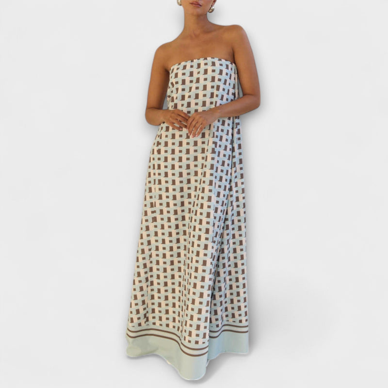 Hasel - Vestito Maxi Off-Shoulder Geometrico Unico