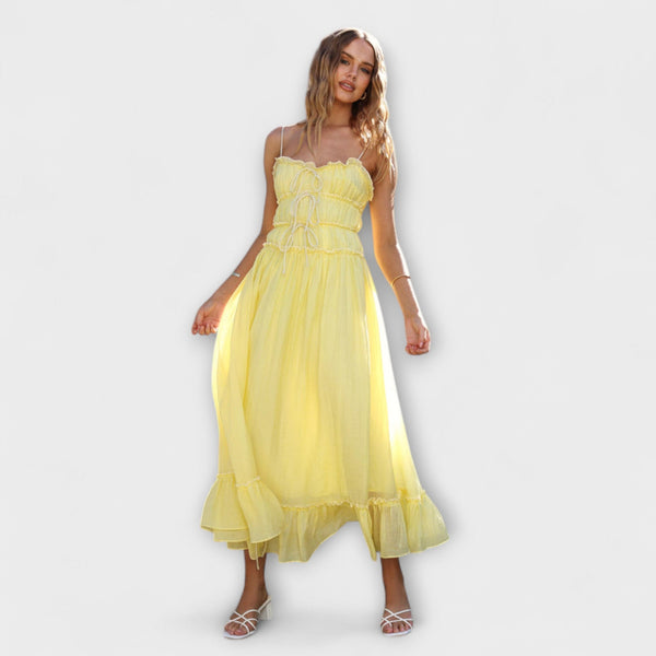 Celine - Vestito midi senza maniche con volant