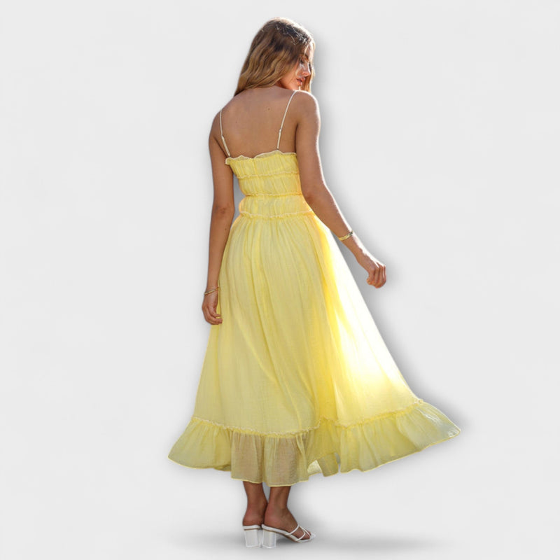 Celine - Vestito midi senza maniche con volant