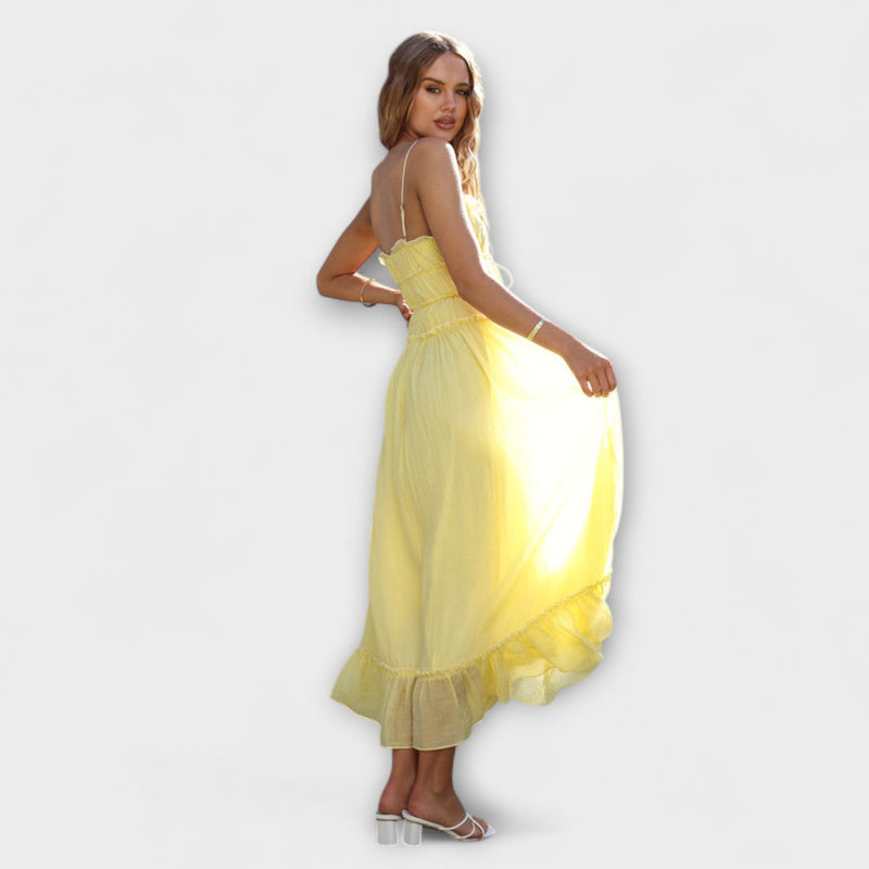 Celine - Vestito midi senza maniche con volant