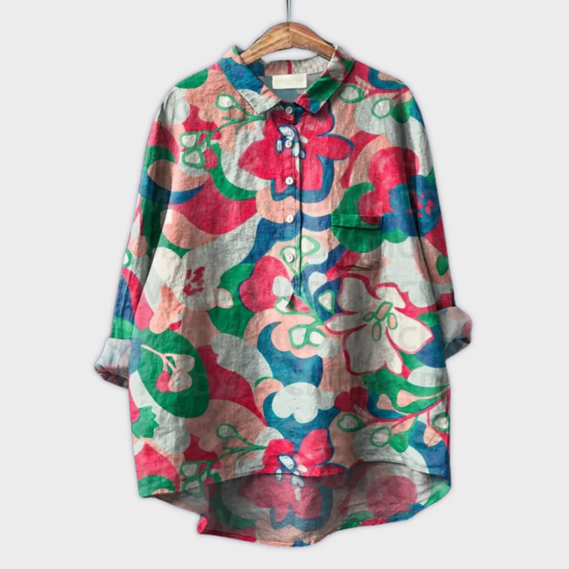 Magdalena - Blusa da donna realizzata a mano con design floreale