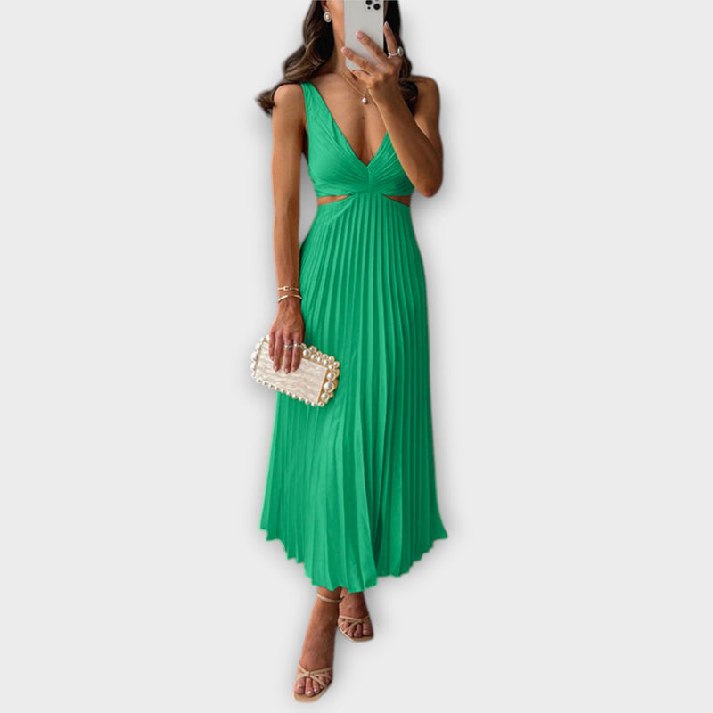 Elegante abito da sera midi con plissettature