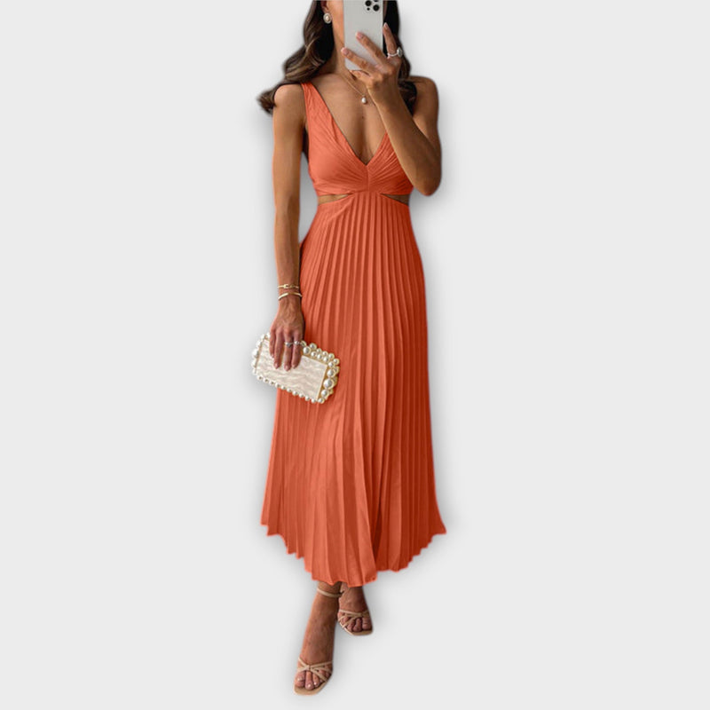 Elegante abito da sera midi con plissettature
