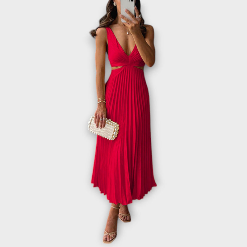 Elegante abito da sera midi con plissettature