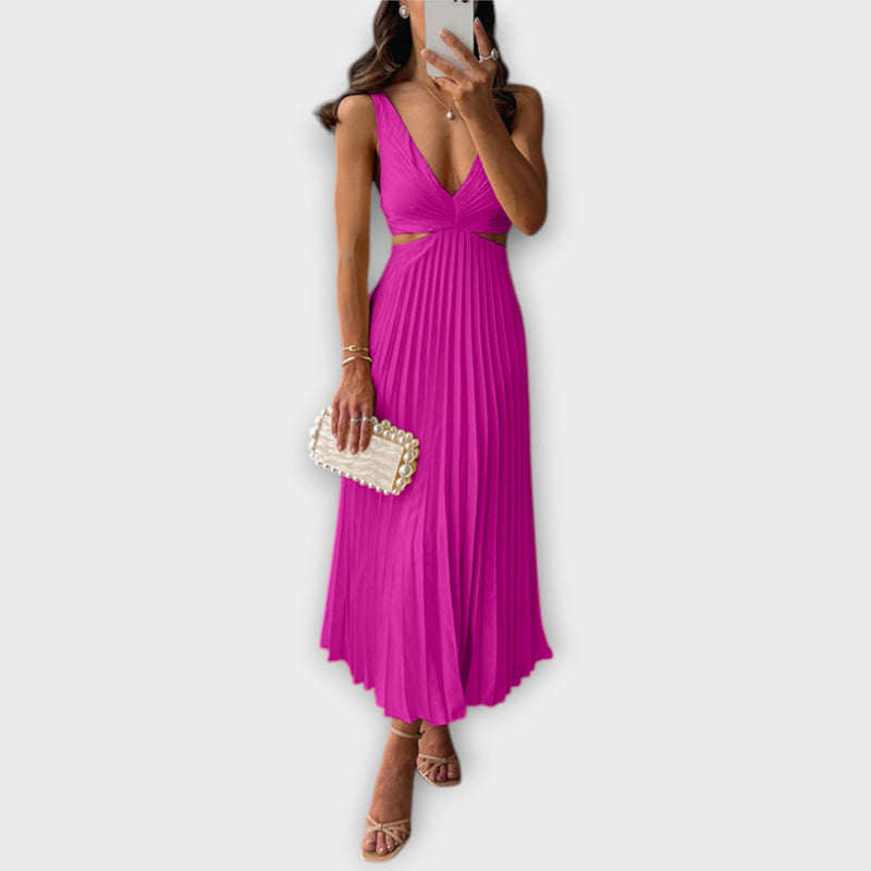 Elegante abito da sera midi con plissettature