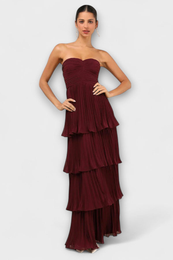 Lorena - Vestito maxi senza spalline e con volant