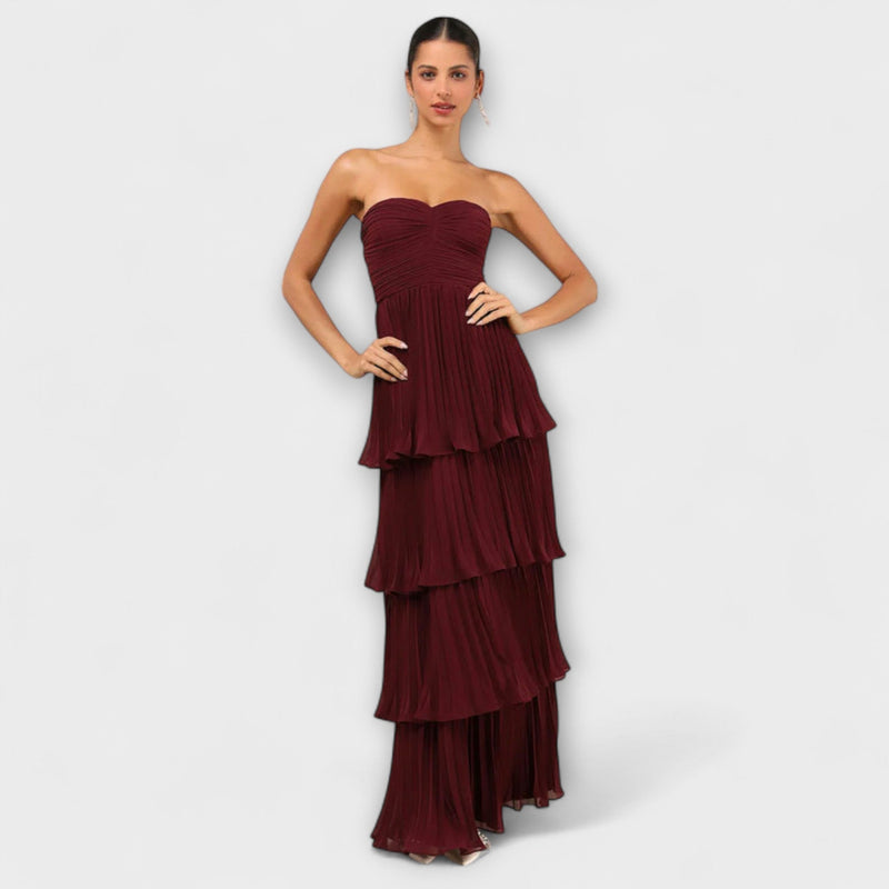 Lorena - Vestito maxi senza spalline e con volant