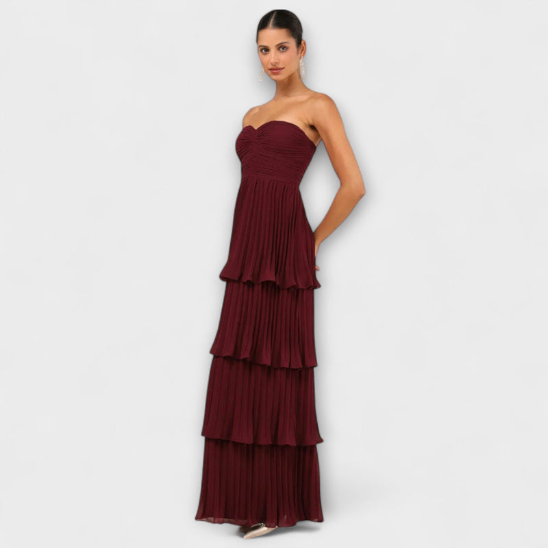 Lorena - Vestito maxi senza spalline e con volant