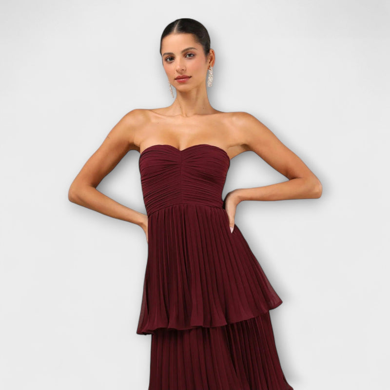 Lorena - Vestito maxi senza spalline e con volant