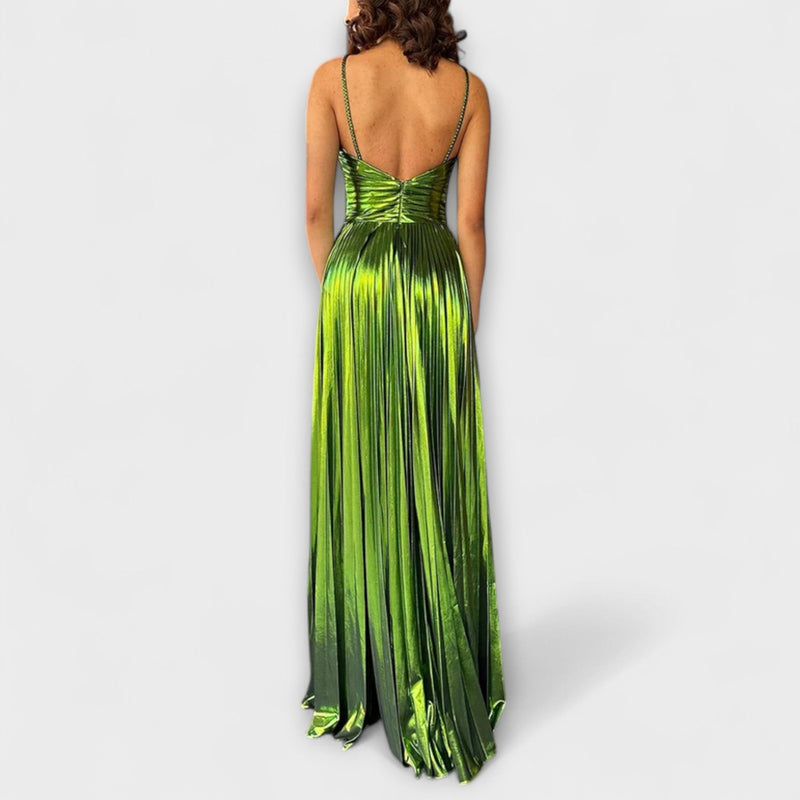 Maxi abito con tessuto metallico