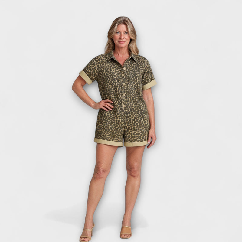Nonette - Tuta camicia con stampa leopardata