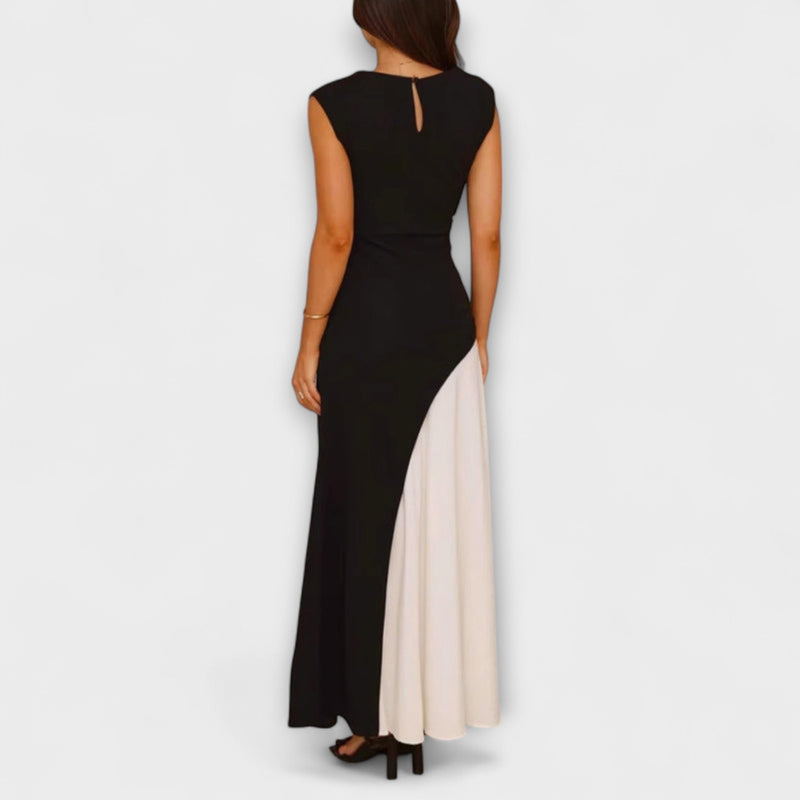 Isabel - Vestito a vita in blocco di colore monocromatico