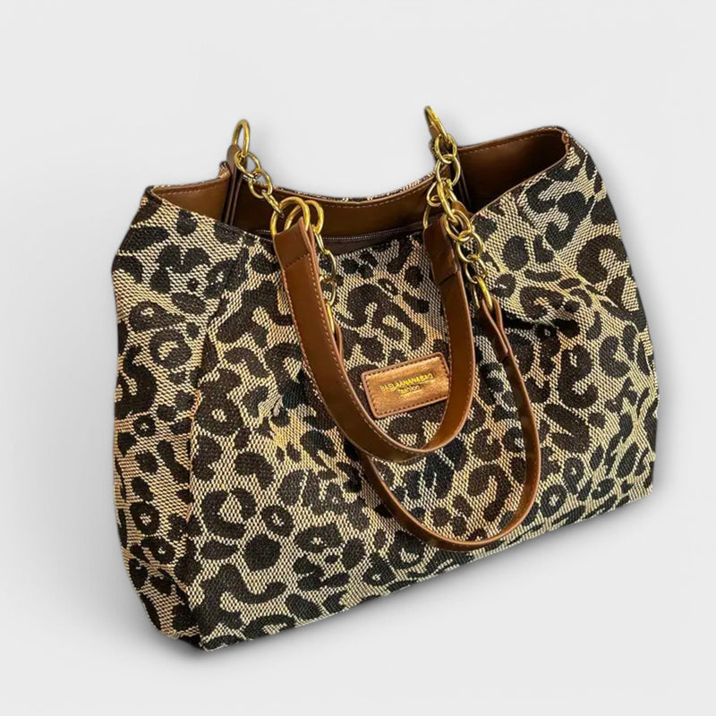 Lora. - Borsa in Tela con Stampa Leopardata