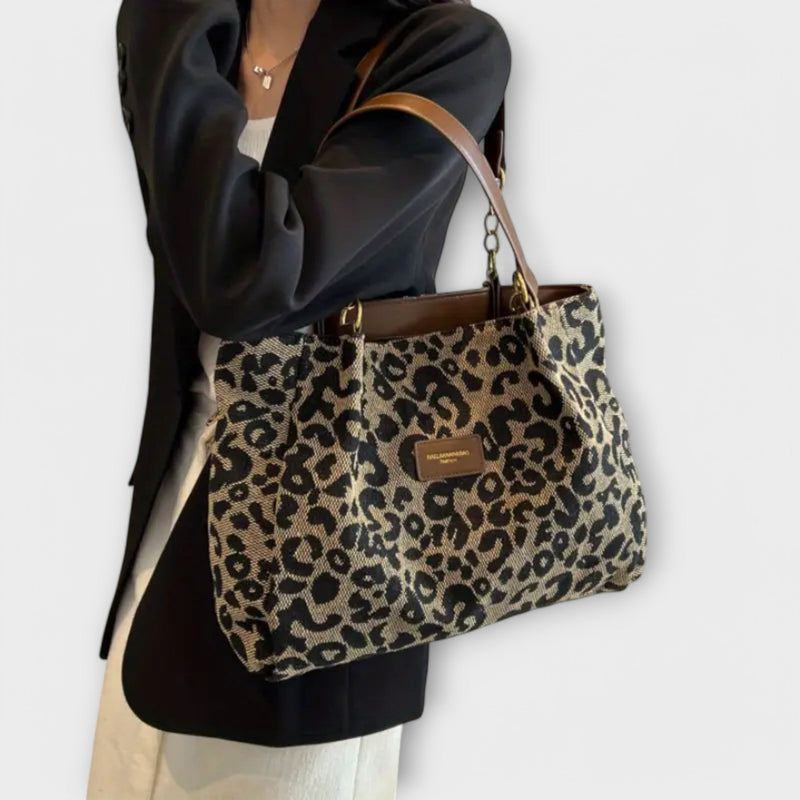 Lora. - Borsa in Tela con Stampa Leopardata