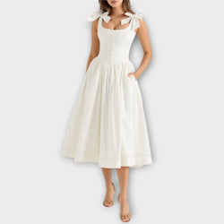 Lotta - Vestito midi bianco con dettaglio di fiocco