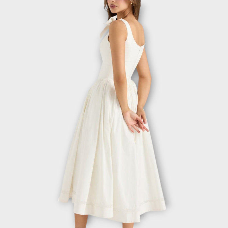 Lotta - Vestito midi bianco con dettaglio di fiocco