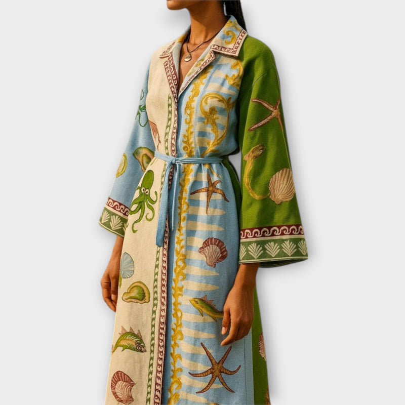 Jule - Vestito midi in twill stampato con cintura