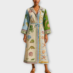 Jule - Vestito midi in twill stampato con cintura