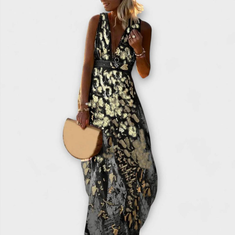 Abito fluido con scollo a V e dettagli di paillettes