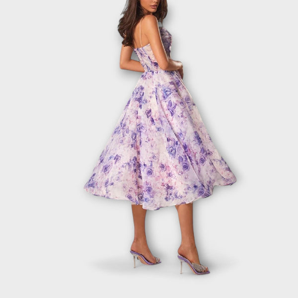 Elegante abito midi in chiffon