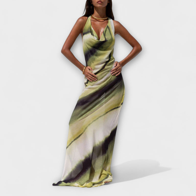 Abito Maxi Classico Tie-Dye con Gradiente