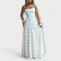 Emberly - Elegante vestito maxilungo in jacquard