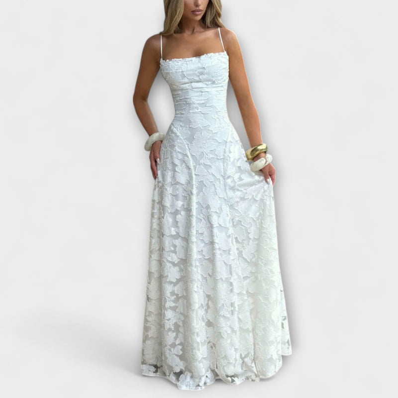 Emberly - Elegante vestito maxilungo in jacquard