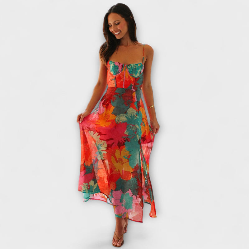 Audrey - Vestito a spalline con stampa floreale per donne - Elegante e Seducente