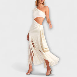 Alice - Vestito Maxi con Cutouts e Frange Appariscente