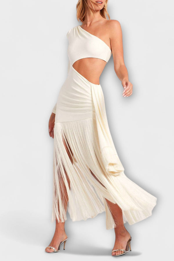 Alice - Vestito Maxi con Cutouts e Frange Appariscente