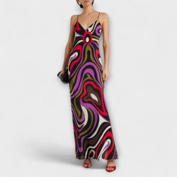 Daphne - Abito Maxi in Stampa Marmo