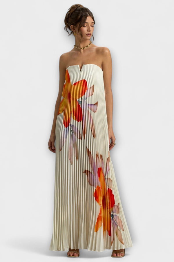 Michelle - Vestito Maxi Sweetheart in Floral Arancione
