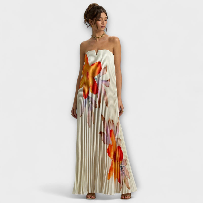 Michelle - Vestito Maxi Sweetheart in Floral Arancione