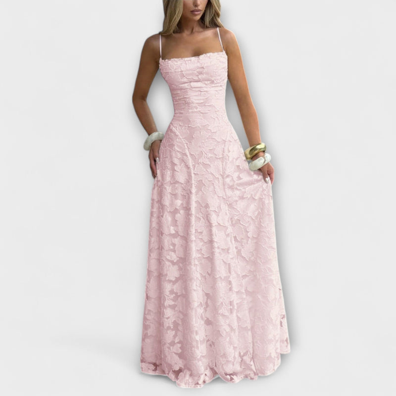 Emberly - Elegante vestito maxilungo in jacquard