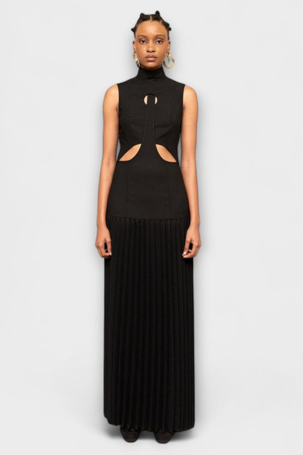 Kristen - Vestito maxi con pieghe e scollature