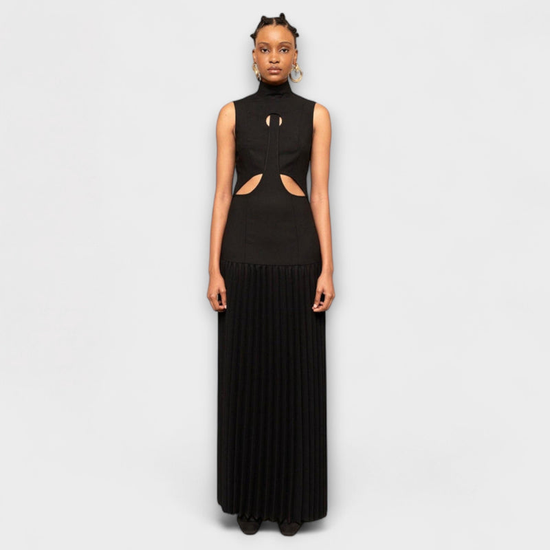 Kristen - Vestito maxi con pieghe e scollature